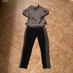Black and gray Running outfit.